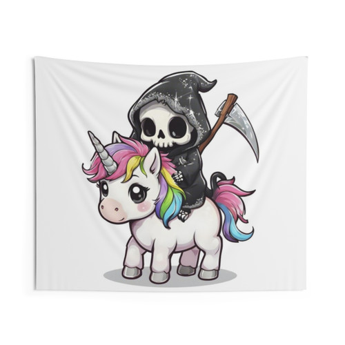 Chibi Unicorn and Grim Reaper Tapestry