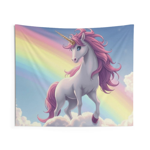 Prancing Unicorn on Cloud Tapestry Wall Art