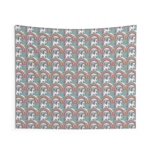 Rainbow Unicorn Pattern Tapestry Wall Hanging