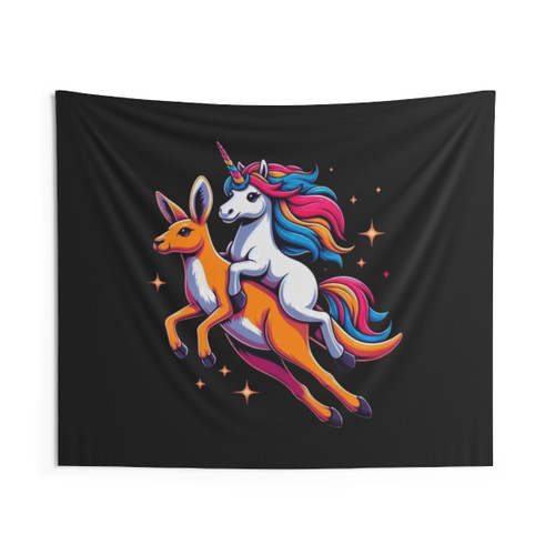 Unicorn riding a Kangaroo Tapestry