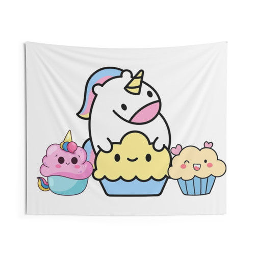 Whimsical Unicorn Cupcakes Gathering Tapestry