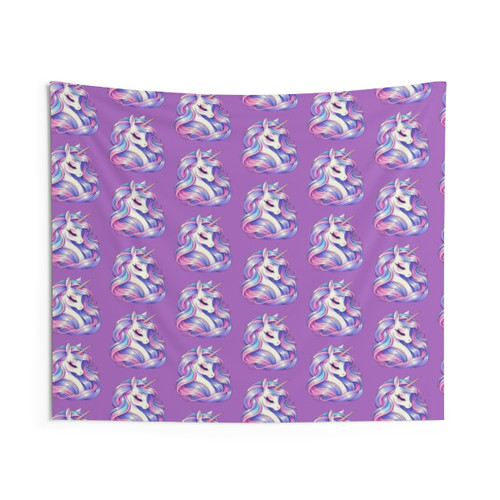 Vibrant rainbow unicorn tapestry wall hanging