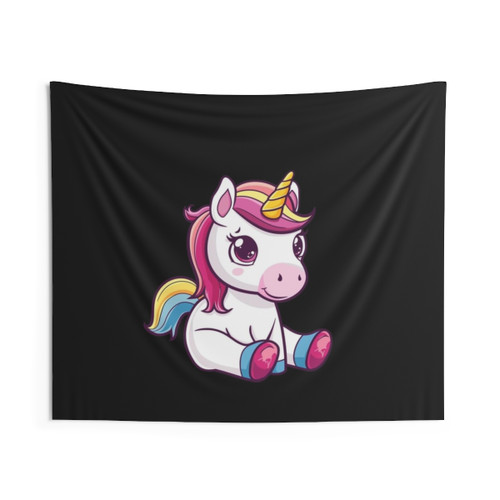 Cute Unicorn Tapestry - Magical Unicorn and Rainbow Wall Hanging