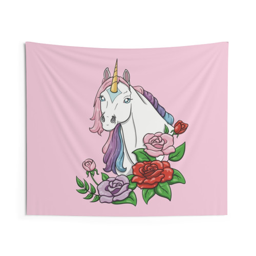 Elegant Rose Unicorn Tapestry