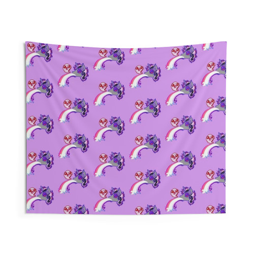 Asexual Unicorn Tapestry with Rainbow, Donuts, and Sparkles