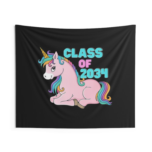 Rainbow Unicorn Class of 2034 Tapestry Wall Hanging