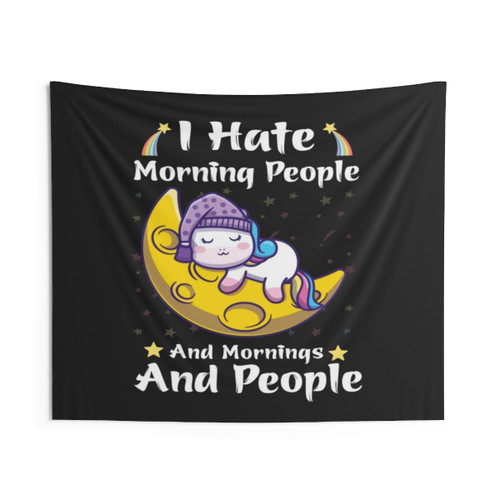 Funny Unicorn Quotes Tapestry with Colorful Magical Unicorn