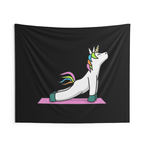 Yoga Stretching Unicorn Tapestry