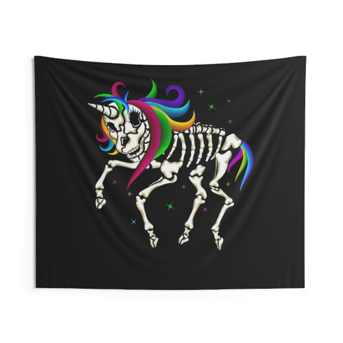 Unicorn Skeleton Tapestry - Spooky Skull Wall Hanging