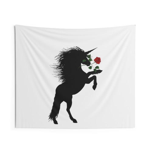 Black Elegant Unicorn Tapestry Wall Hanging