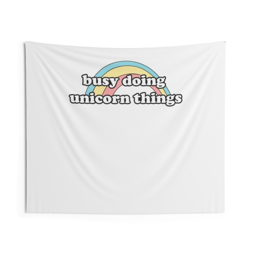 Busy Doing Unicorn Things Tapestry