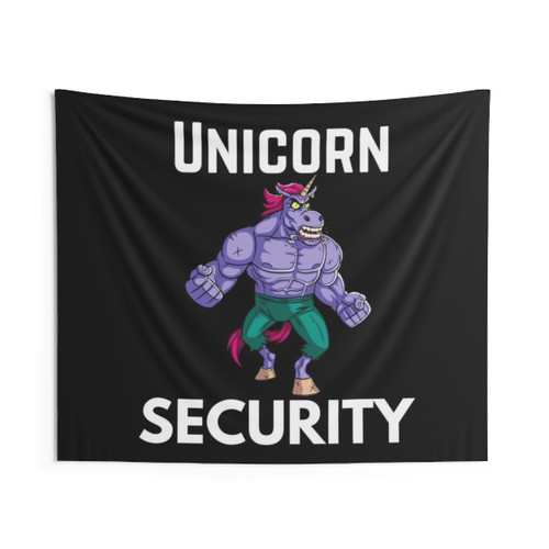 Colorful Unicorn Security Cartoon Tapestry