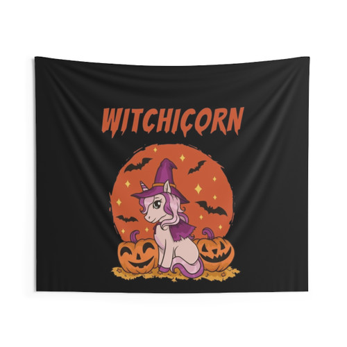 Creepy Witch Unicorn Halloween Tapestry