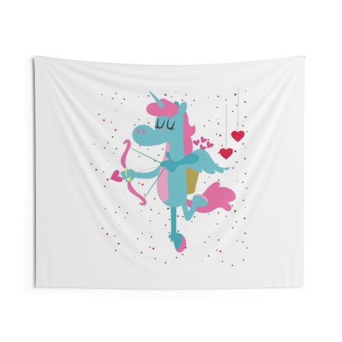Valentines Day Unicorn Tapestry - Cute Magical Unicorn Wall Hanging