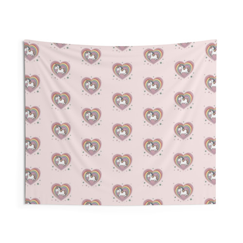 Heart Unicorn Tapestry - Magical Unicorn Wall Hanging