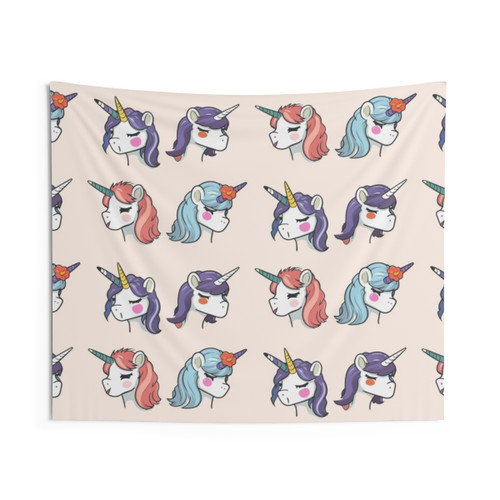 Kawaii Unicorn Tapestry - Cute Unicorn Sticker Pack Wall Hanging