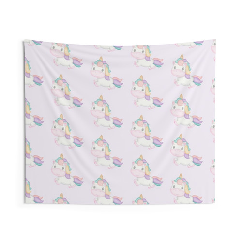 Kawaii Pastel Unicorn Rainbow Tapestry