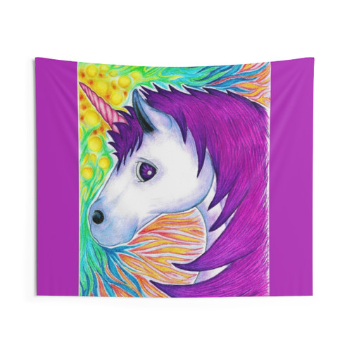 Vibrant Unicorn Tapestry with Rainbow Design