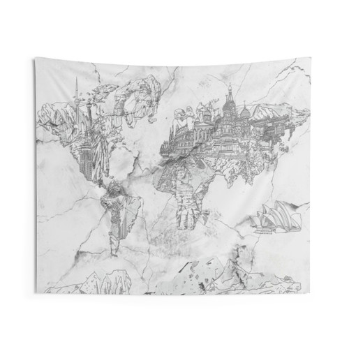 World Map Tapestry Wall Hanging