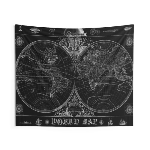 Vintage World Map Tapestry Wall Hanging