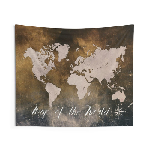 Beautiful world map tapestry for travel and adventure