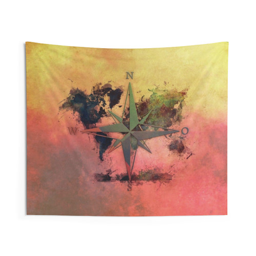 World Map Wind Rose Tapestry