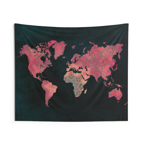 World Map Tapestry Art