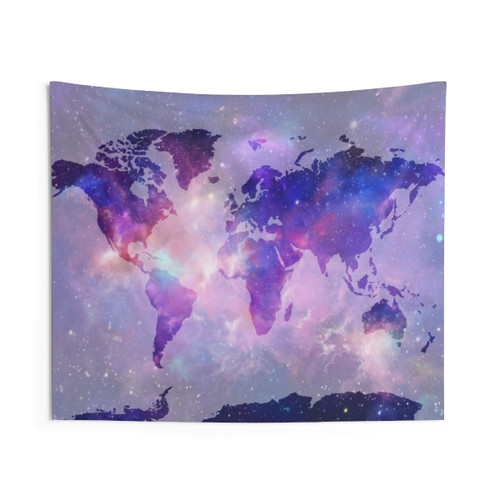 Cosmic Galaxy World Map Tapestry