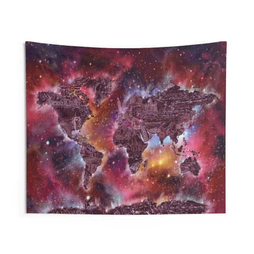 Vibrant World Map Tapestry