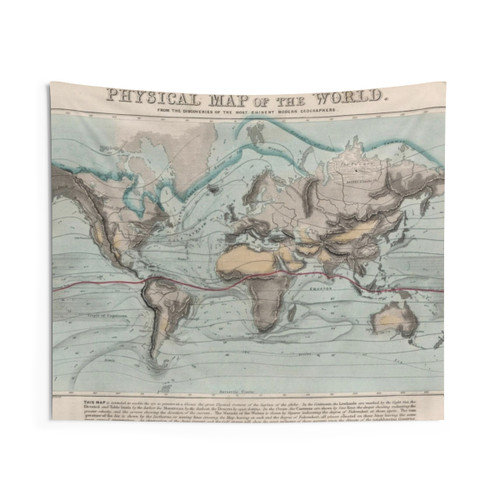 Vintage World Map (1849) Tapestry