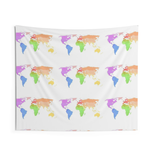 Colorful World Map Tapestry - Unique Wall Decor