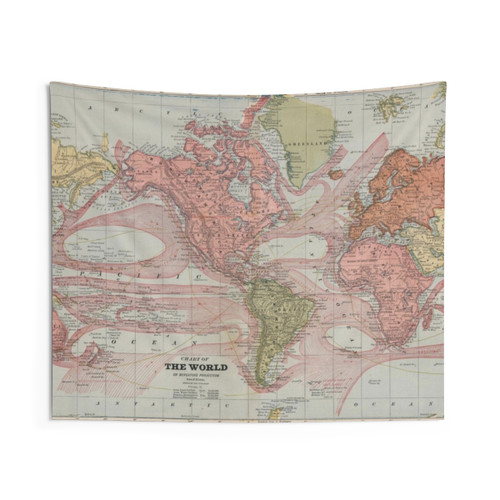 Vintage World Map (1883) Tapestry