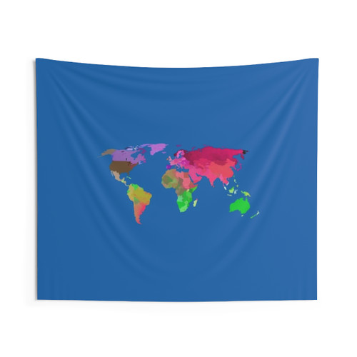 Colorful World Map Tapestry