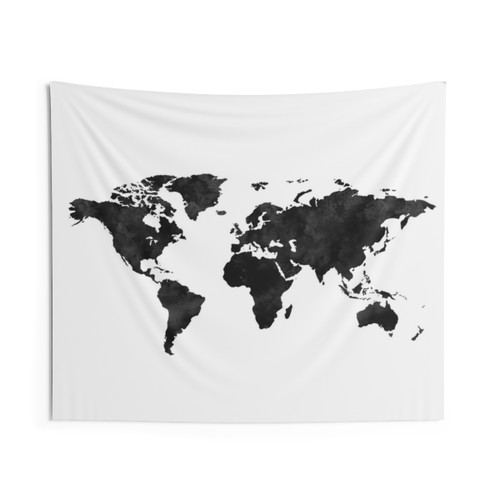Watercolor World Map Tapestry Wall Art