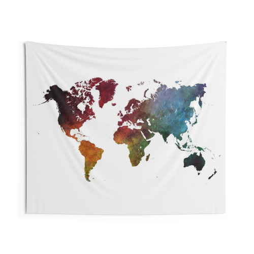 World Map Tapestry featuring a Typographic World Map Design