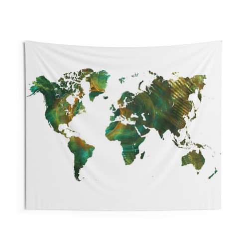Colorful Typographic World Map Tapestry
