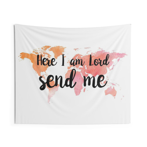 Christian Quote Isaiah 6:8 Watercolor Tapestry