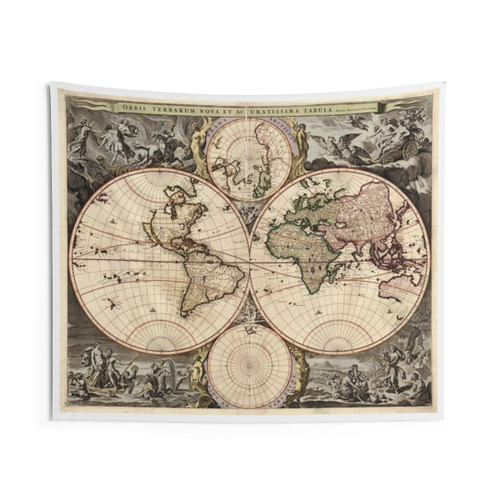 Vintage World Map (1690) Tapestry