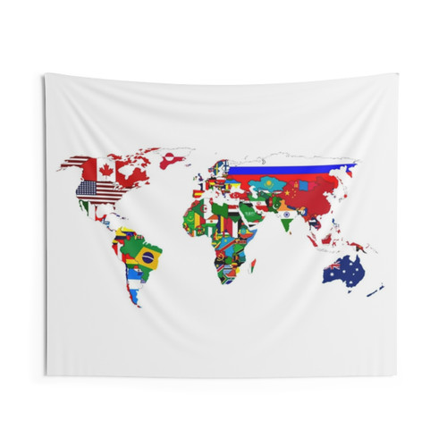 World Flags Map Tapestry - Ideal Travel Decor