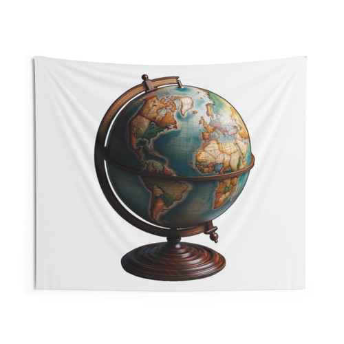 Global Globe Tapestry - Vintage World Map Wall Hanging