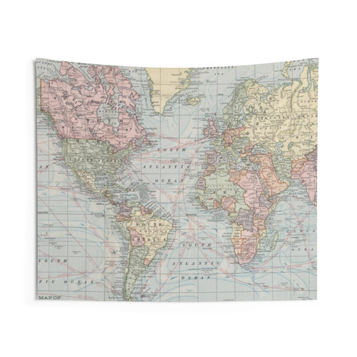 Vintage World Map (1901) Tapestry - Antique Cartography Art