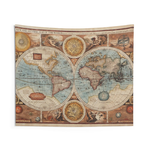 Vintage World Map Tapestry Wall Hanging