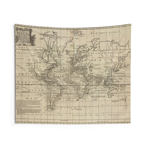 Vintage 1747 World Map Tapestry