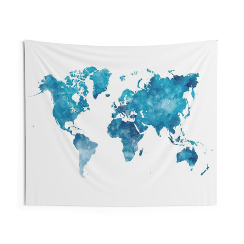 Watercolor World Map Tapestry
