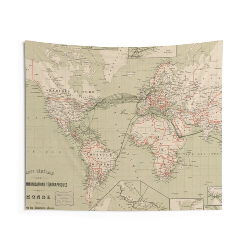 Vintage 1898 World Map Tapestry