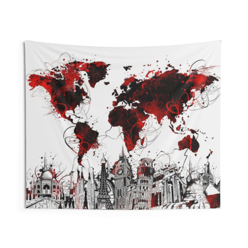 World Map Tapestry Wall Hanging
