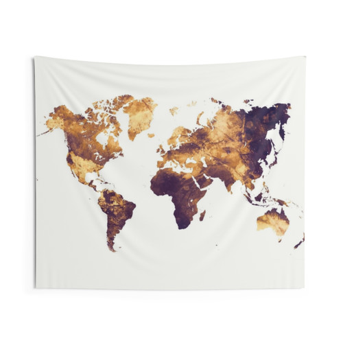 Detailed World Map Tapestry Wall Art
