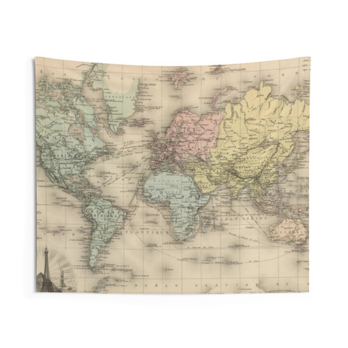 Vintage World Map (1892) Tapestry