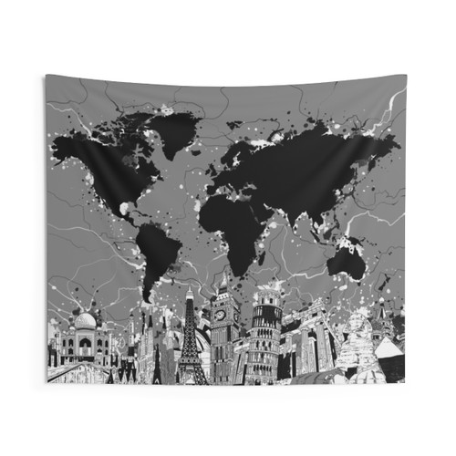 World Map Tapestry for Panoramic Wall Decor