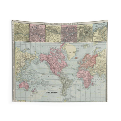 Vintage Map of The World (1901) Tapestry